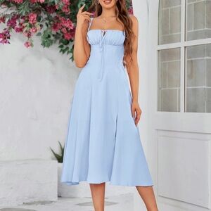 Women’s Baby Blue Ruched MilkMaid Dress
